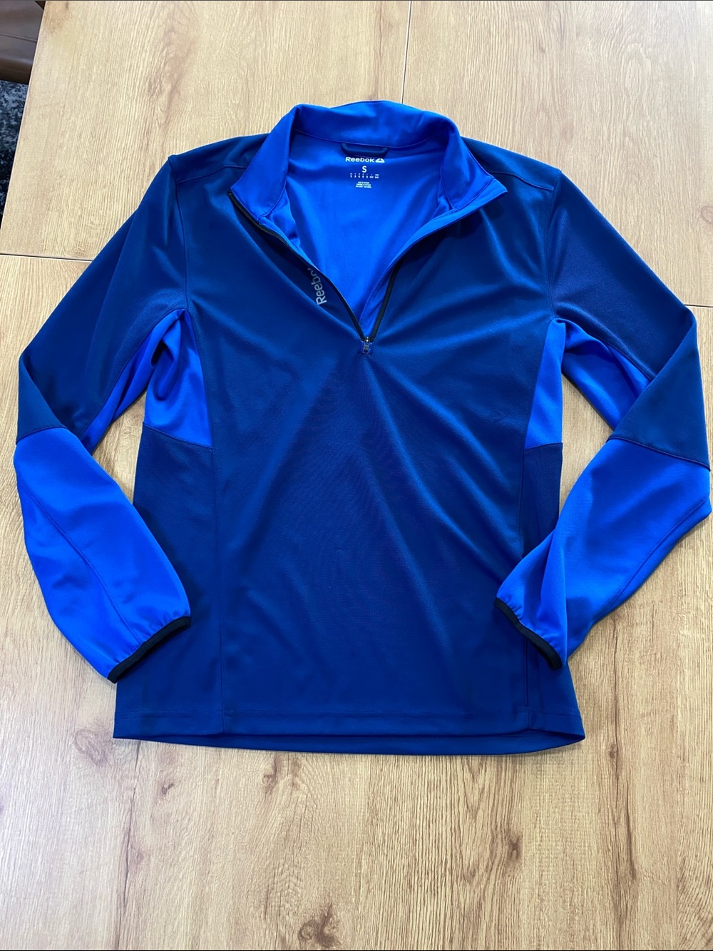 Reebok Men's Navy and Royal Blue Quarter-Zip Performance Jacket